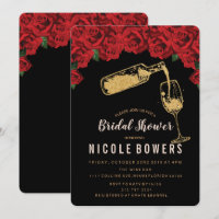 Wine Glass Glitter Bridal Shower Invitation