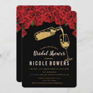 Wine Glass Glitter Bridal Shower Invitation