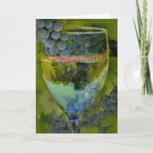 Wine Glass Grapes and Leaves Thank You! Thank You Card