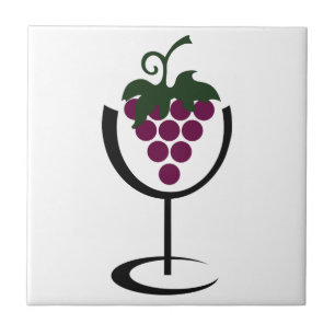 Wine Glass Grapes Ceramic Tile