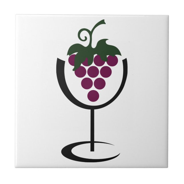 Wine Glass Grapes Ceramic Tile (Front)