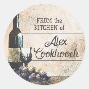 wine glass grapes packaging gift tag label