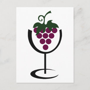 Wine Glass Grapes Postcard