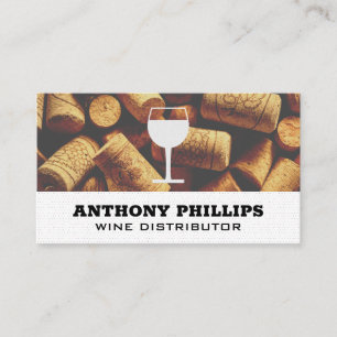 Wine Glass Icon   Cork Piles Background Business Card