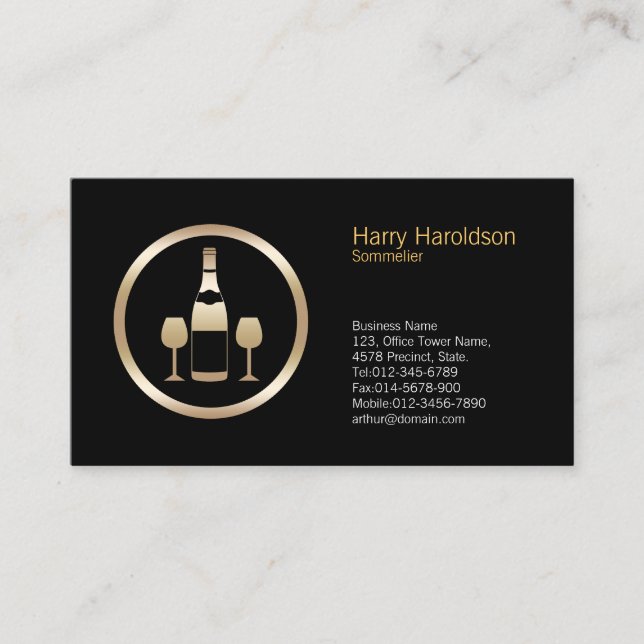Wine Glass Icon Sommelier Business Card (Front)