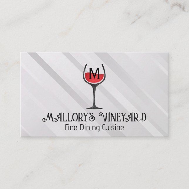 Wine Glass Logo | Monogram Business Card (Front)