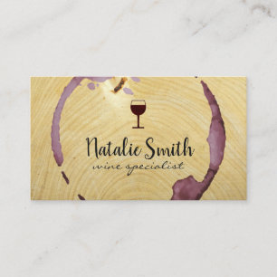 Wine Glass Logo   Stain   Wood Grain Business Card