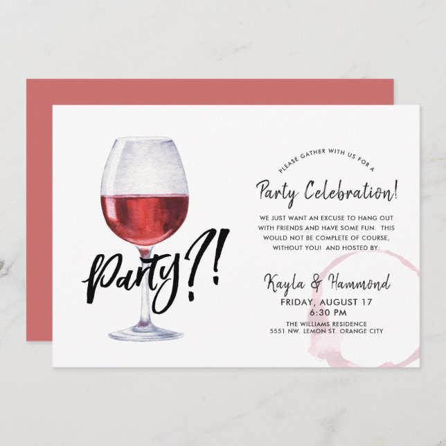 Wine Glass | Non-Occassion Celebration Funny Invitation (Front/Back)