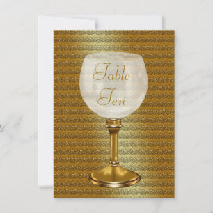 Wine Glass On Gold Wedding Table Number Cards