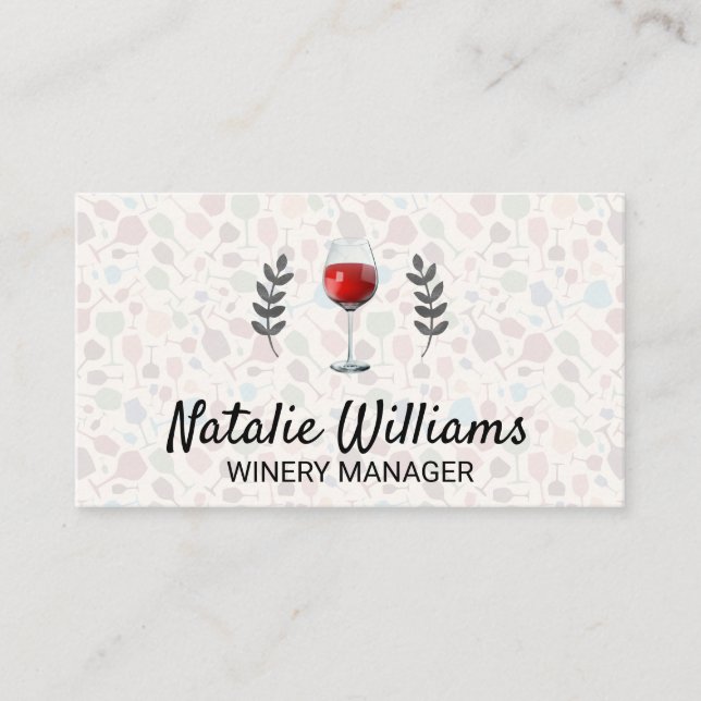 Wine Glass Pattern Business Card (Front)