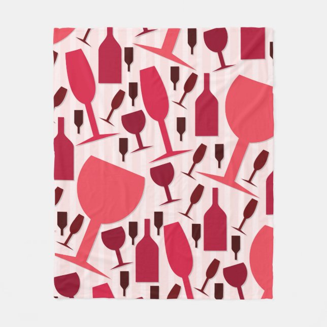 Wine glass pattern fleece blanket (Front)