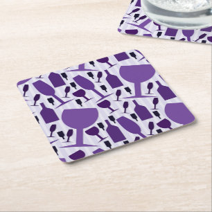 Wine glass pattern square paper coaster
