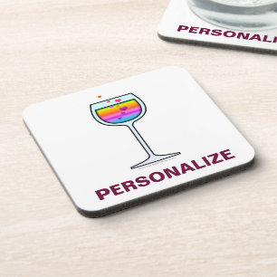 WINE GLASS Personalizable CORK COASTER
