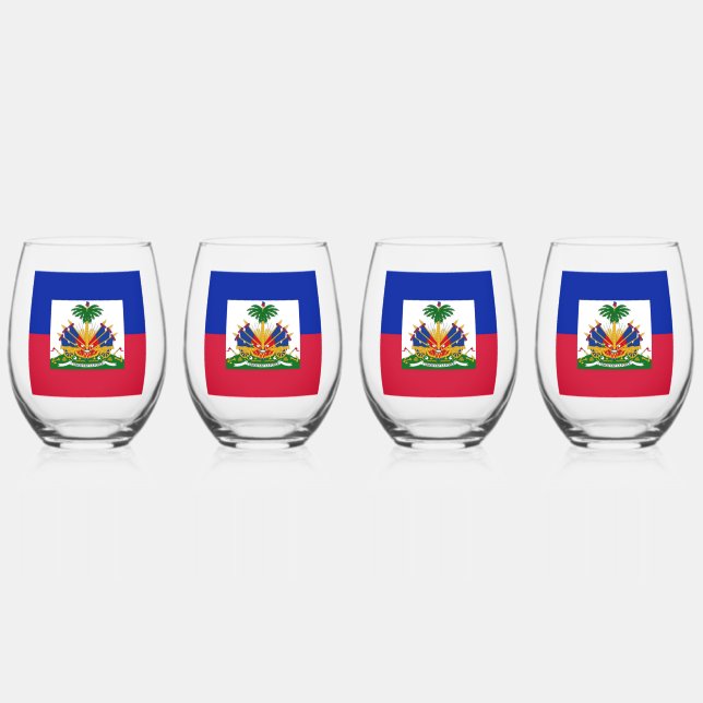 WINE GLASS PRINTED WITH HAITIAN FLAG (Front)