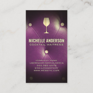 Wine Glass   Purple Button Upholstered Padding Business Card