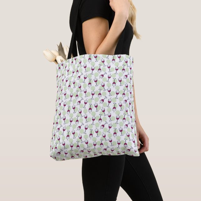 Wine Glass Red Wine Bubbles Pattern  Tote Bag (Close Up)