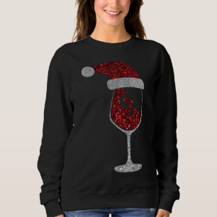 Wine Glass Santa Claus Hat Christmas Sweatshirt