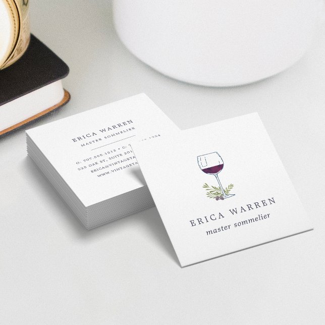 Wine Glass | Sommelier or Wine Industry Square Business Card (Creator Uploaded)