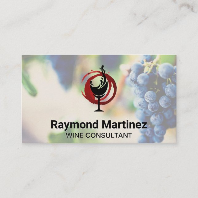 Wine Glass Splash | Grapes on Vine Business Card (Front)