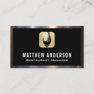 Wine Glass Splash Logo Metal Border Business Card