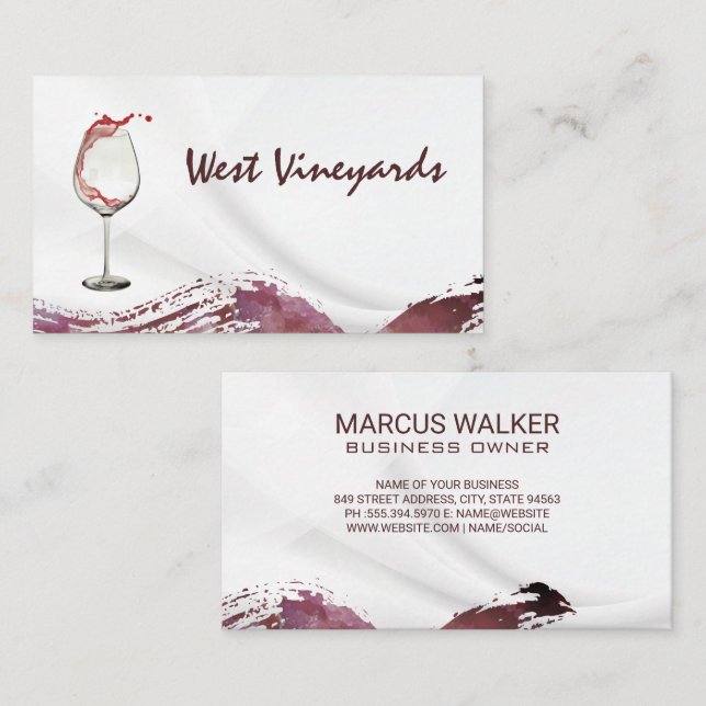 Wine Glass Splash | Winery Business Card (Front/Back)