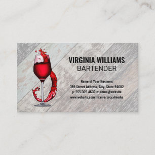 Wine Glass Splash   Wood Business Card