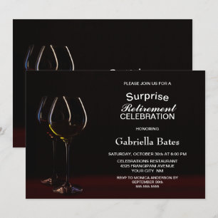 Wine Glass Surprise Retirement Party Invitation