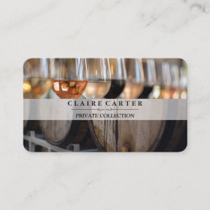Wine Glass Tasting   Wine Barrels Business Card