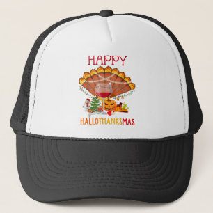 Wine Glass Thankgiving Wine Lover Happy Hallothank Trucker Hat