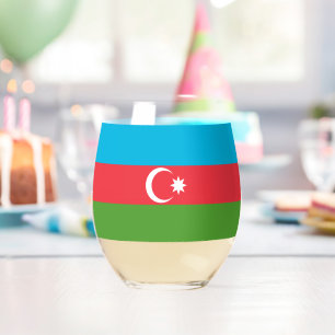 Wine Glass with flag of Azerbaijan