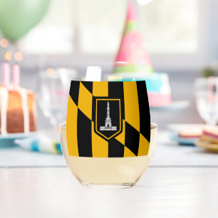 Wine Glass with flag of Baltimore, USA
