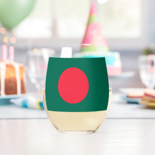 Wine Glass with flag of Bangladesh