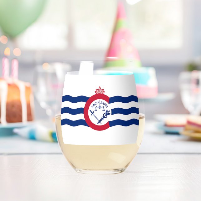 Wine Glass with flag of Cincinnati, USA (Insitu (Birthday))