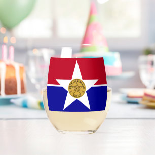 Wine Glass with flag of Dallas, USA