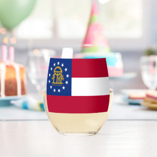 Wine Glass with flag of Georgia, USA