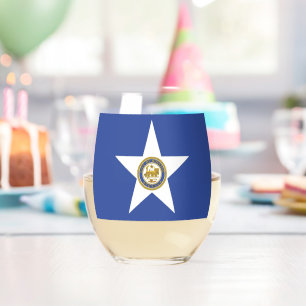 Wine Glass with flag of Houston, USA