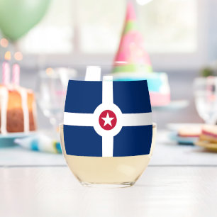 Wine Glass with flag of Indianapolis, USA
