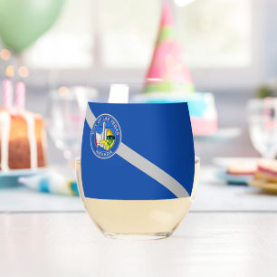 Wine Glass with flag of Las Vegas, USA