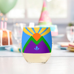 Wine Glass with flag of Manitou Springs, USA