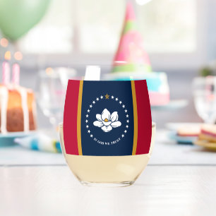 Wine Glass with flag of Mississippi, USA