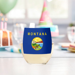 Wine Glass with flag of Montana, USA