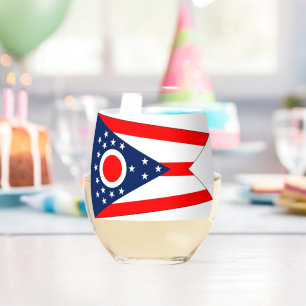 Wine Glass with flag of Ohio, USA