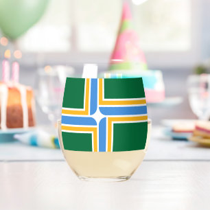 Wine Glass with flag of Portland, USA