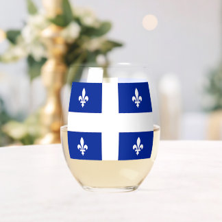 Wine Glass with flag of Quebec, Canada