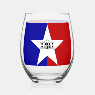 Wine Glass with flag of San Antonio, USA