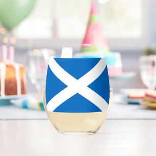 Wine Glass with flag of Scotland, UK