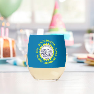 Wine Glass with flag of South Dakota, USA