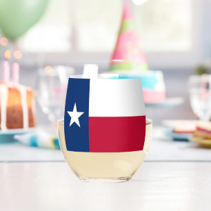 Wine Glass with flag of Texas, USA