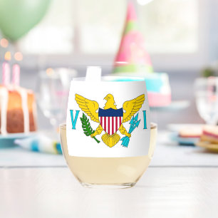 Wine Glass with flag of Virgin Islands, USA