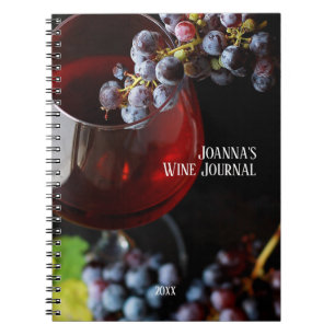Wine Glass with Grapes/Personalised Wine Journal